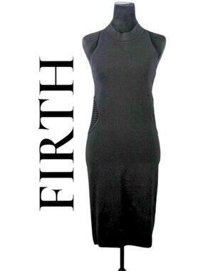 Firth Black Sleeveless Dress, Mock Turtleneck, Round Vent on Sides Size Medium